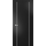 Solid French Door 42 x 80 | Planum 0410 Matte Black with| Bathroom