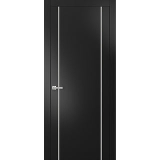 Solid French Door 42 x 80 | Planum 0410 Matte Black with| Bathroom