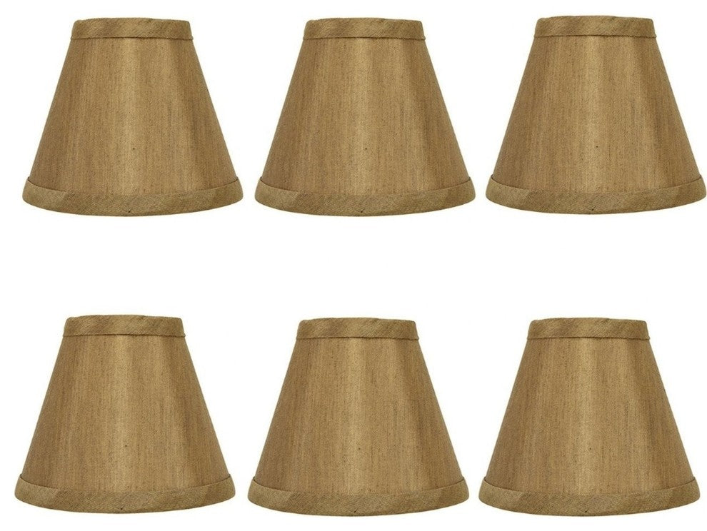 Bronze Silk 5" Empire Clip-on Chandelier Lampshades, Set of 6