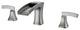Brass Bathtub Faucet with Wide Waterfall Spout and Two Handle Control, Brushed Nickel
