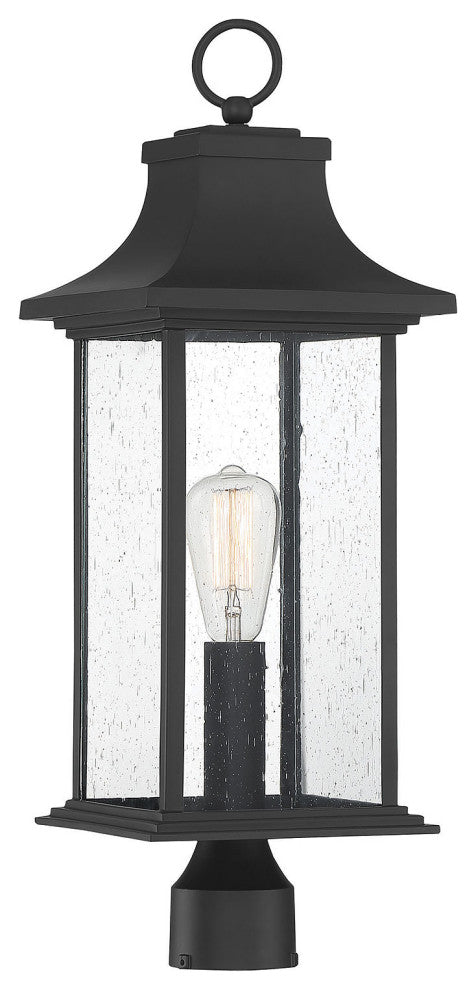 Hancock Matte Black 1-Light Outdoor Post Lantern, 9x24