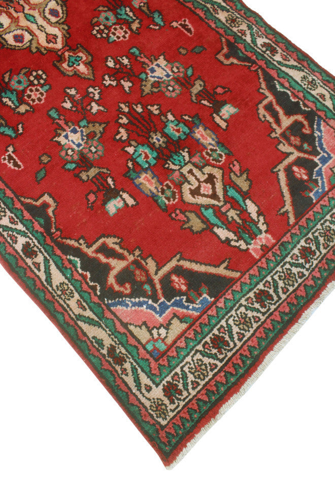 Fine Vintage Distressed Dirk Red/Beige Runner, 3'4x9'6
