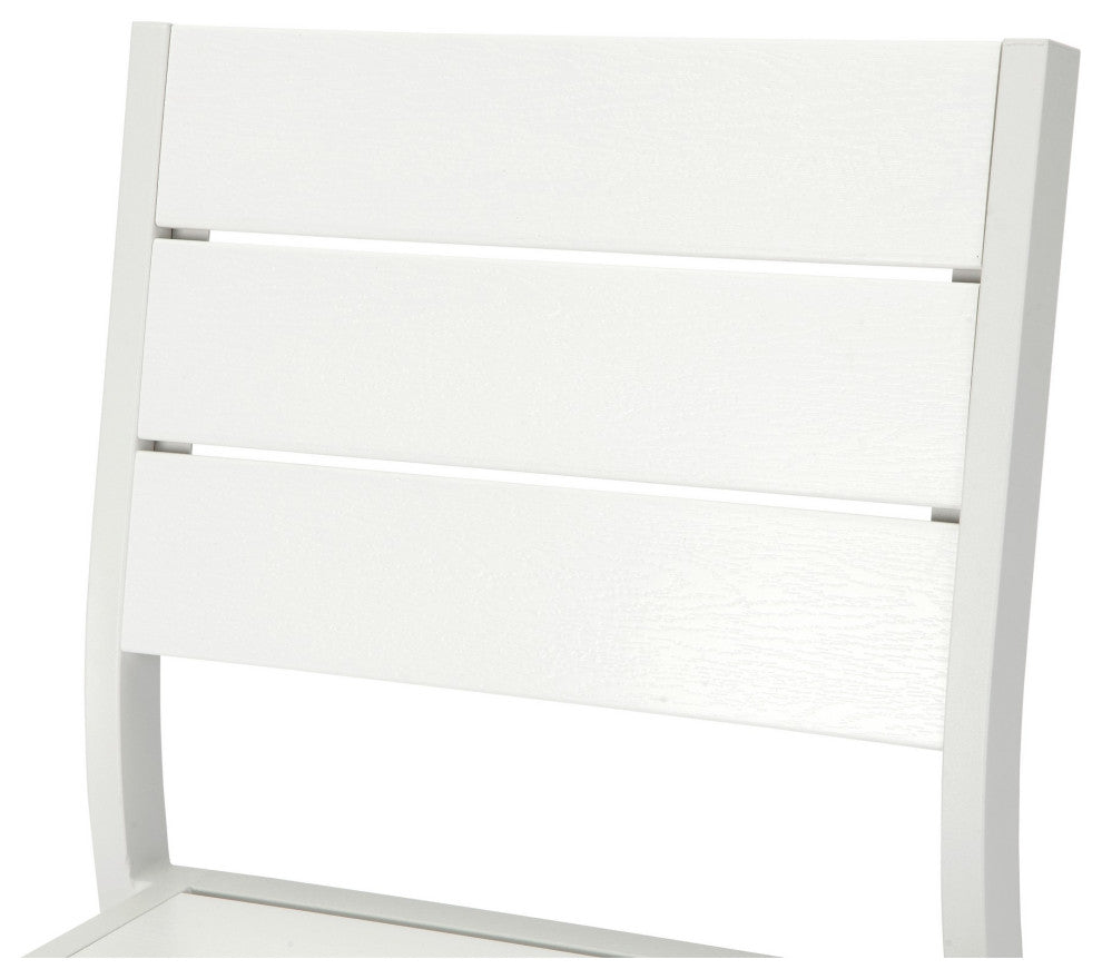 Benzara BM287843 Bar Table Set, White Polyresin Backrests and Seats, Aluminum