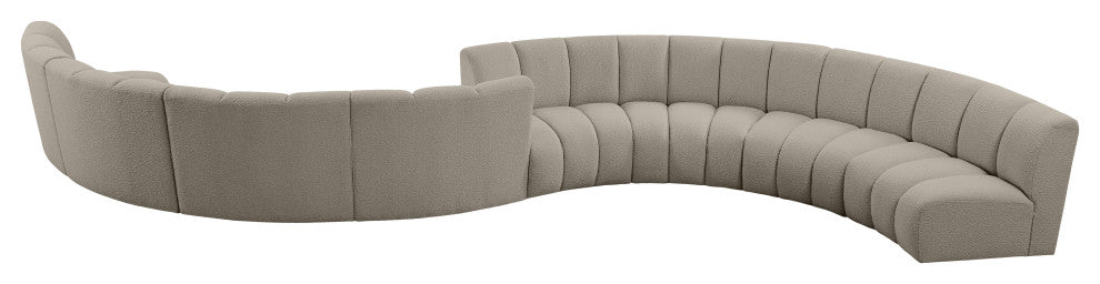 Infinity Boucle Fabric Upholstered 8-Piece S-Shaped Modular Sectional, Brown