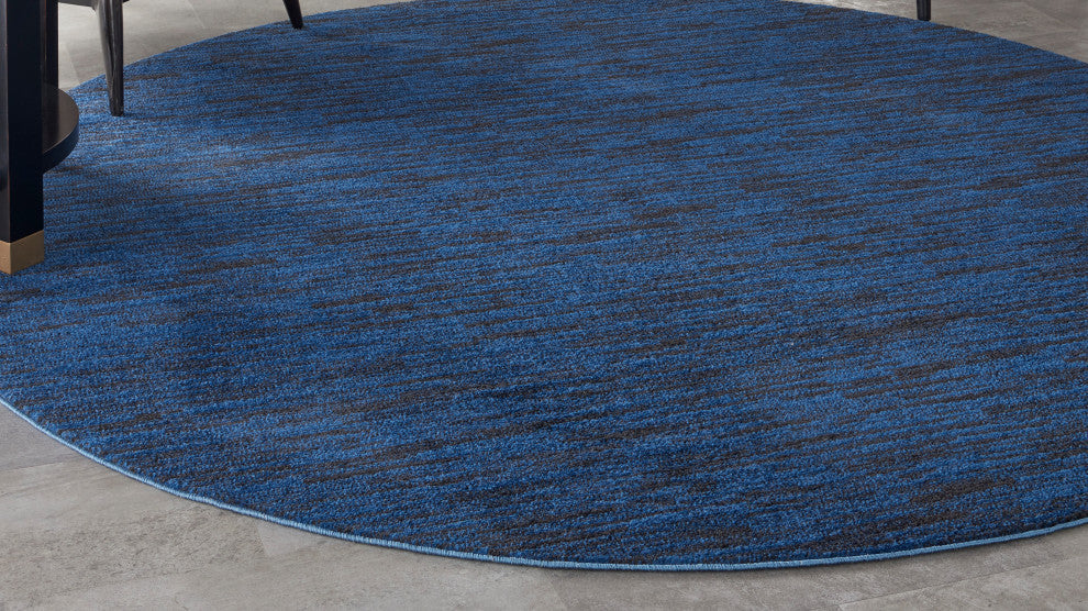 Nourison Essentials 8' x Round Midnight Blue Outdoor Area Rug