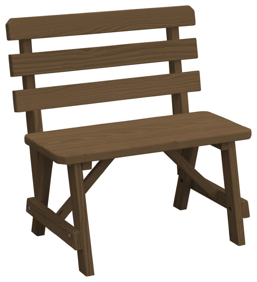 Traditional Cedar Backed Bench, Mushroom Stain, 3 Foot