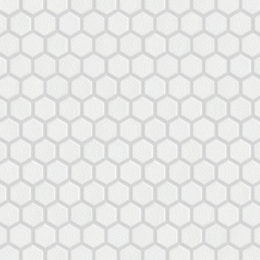 Hudson 1" Hex Crystalline White Porcelain Floor and Wall Tile