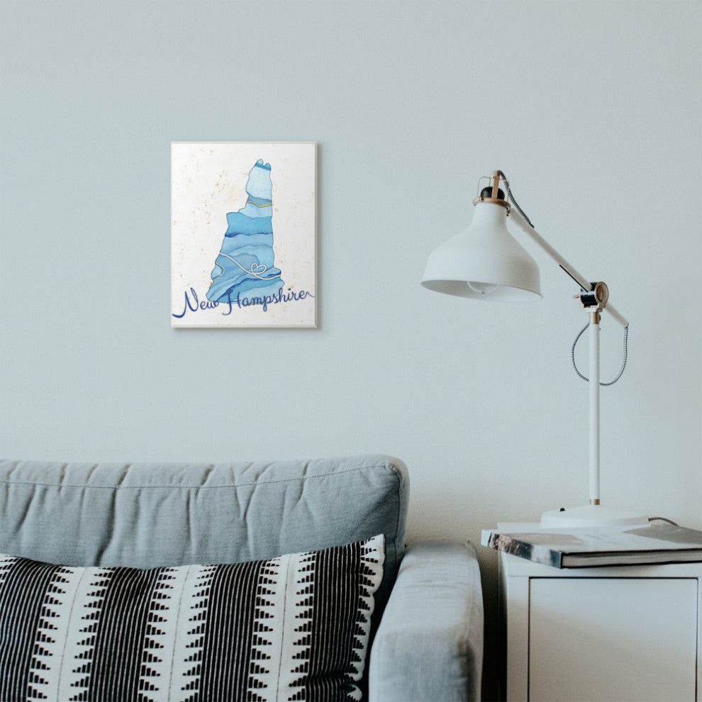 Stupell Industries New Hampshire Agate Blue US State Design, 10 x 15