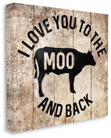 The Moo And Back Funny Cow Farm Wood Texture Word Design, 24"x24"