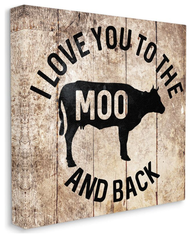 The Moo And Back Funny Cow Farm Wood Texture Word Design, 24"x24"