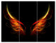 Hell Wings on Black Background, Abstract Wall Art Canvas, 36x28, 3 Panels