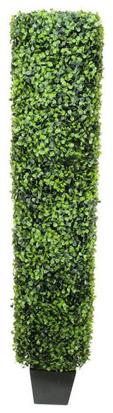 Potted 2-Tone Artificial Rectangular Boxwood Topiary Tree, 4'