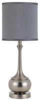 100W Tapron Metal Accent Lamp, Brushed Steel Finish, Taupe Shade