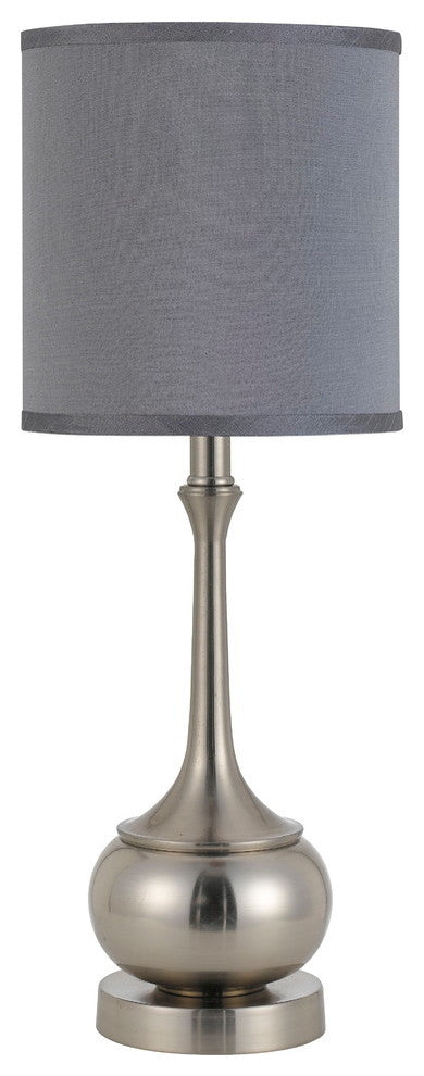 100W Tapron Metal Accent Lamp, Brushed Steel Finish, Taupe Shade
