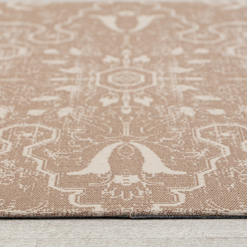 40" x 54" Tamanrasset Brown and Ivory 1/2" Rug'd Chair Mat