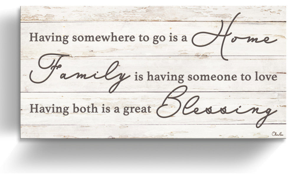 Family Blessing Wrapped Canvas Textual Harvest Wall Art, 24"x48"