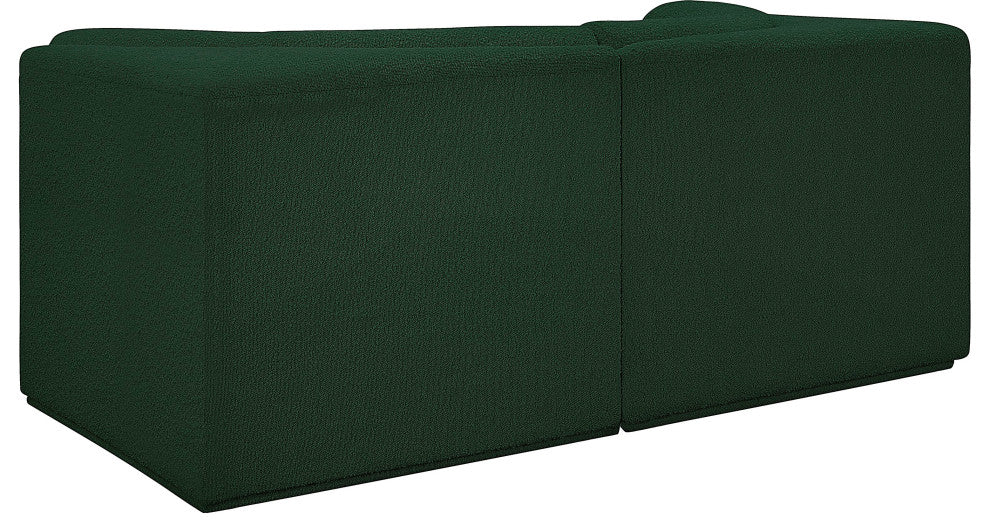 Ollie Black Boucle Fabric Straight Modular Sofa, Green, 2-Piece: 2 Corner Chair