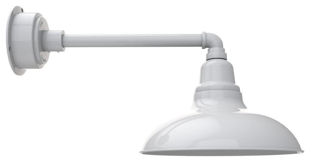 12in.  White Gooseneck Barn Light with Metropolitan Arm