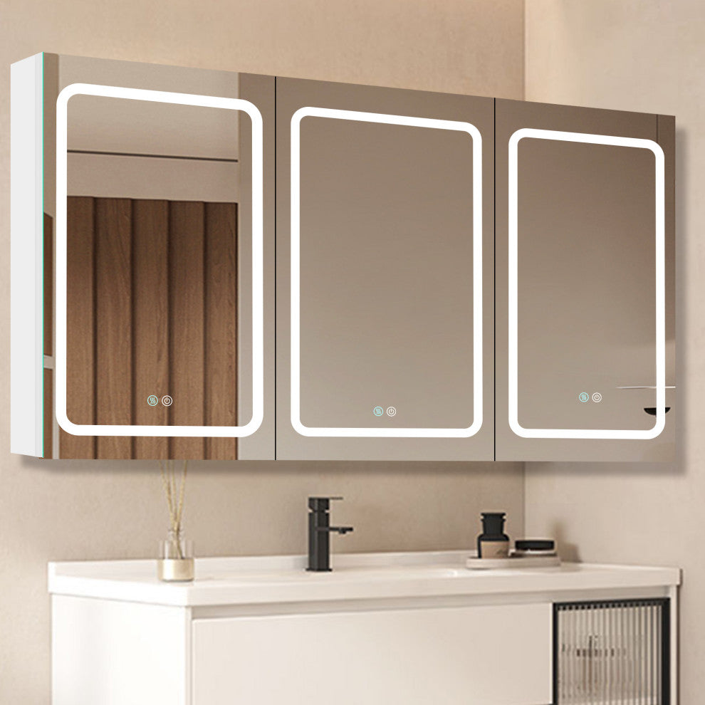 60 in.W x 30 in. H Aluminum Surface Mounted Medicine Cabinet with Mirrors