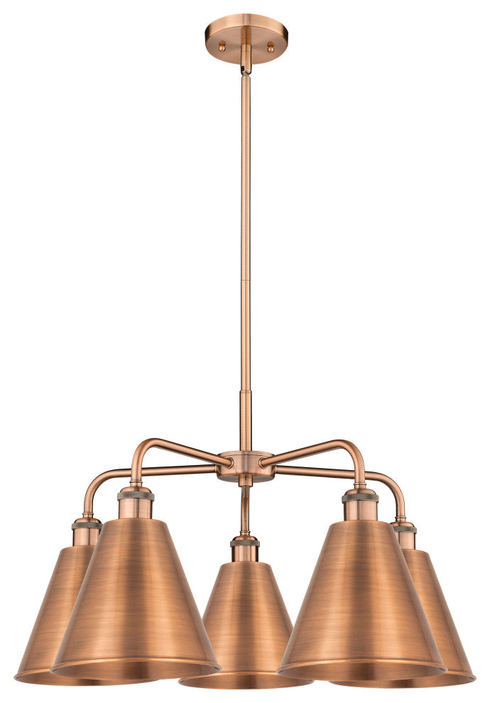 Ballston Cone 5-Light 26" Stem Chandelier, Antique Copper