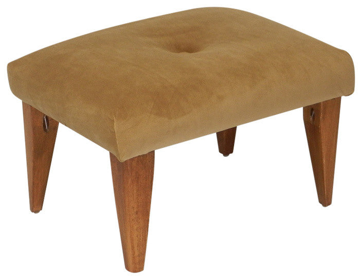 Tufted Suede Footstool, Creme