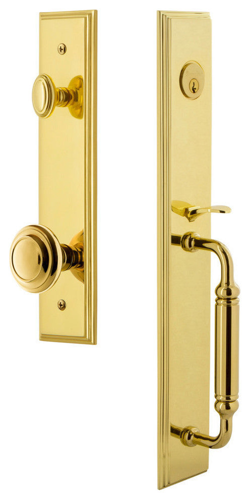 Carre' 1-Piece Dummy Handleset, C Grip and Circulaire, Lifetime Brass, 848975