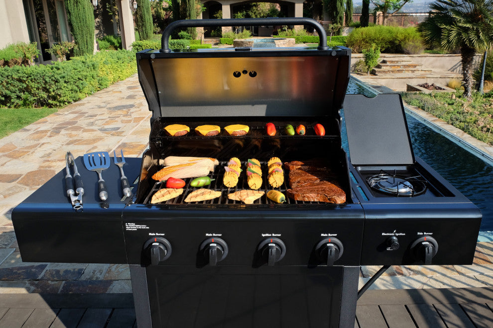 Kenmore 4 Burner with Side Burner Open Cart Gas Grill