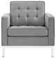 Loft Upholstered Fabric Armchair, Light Gray