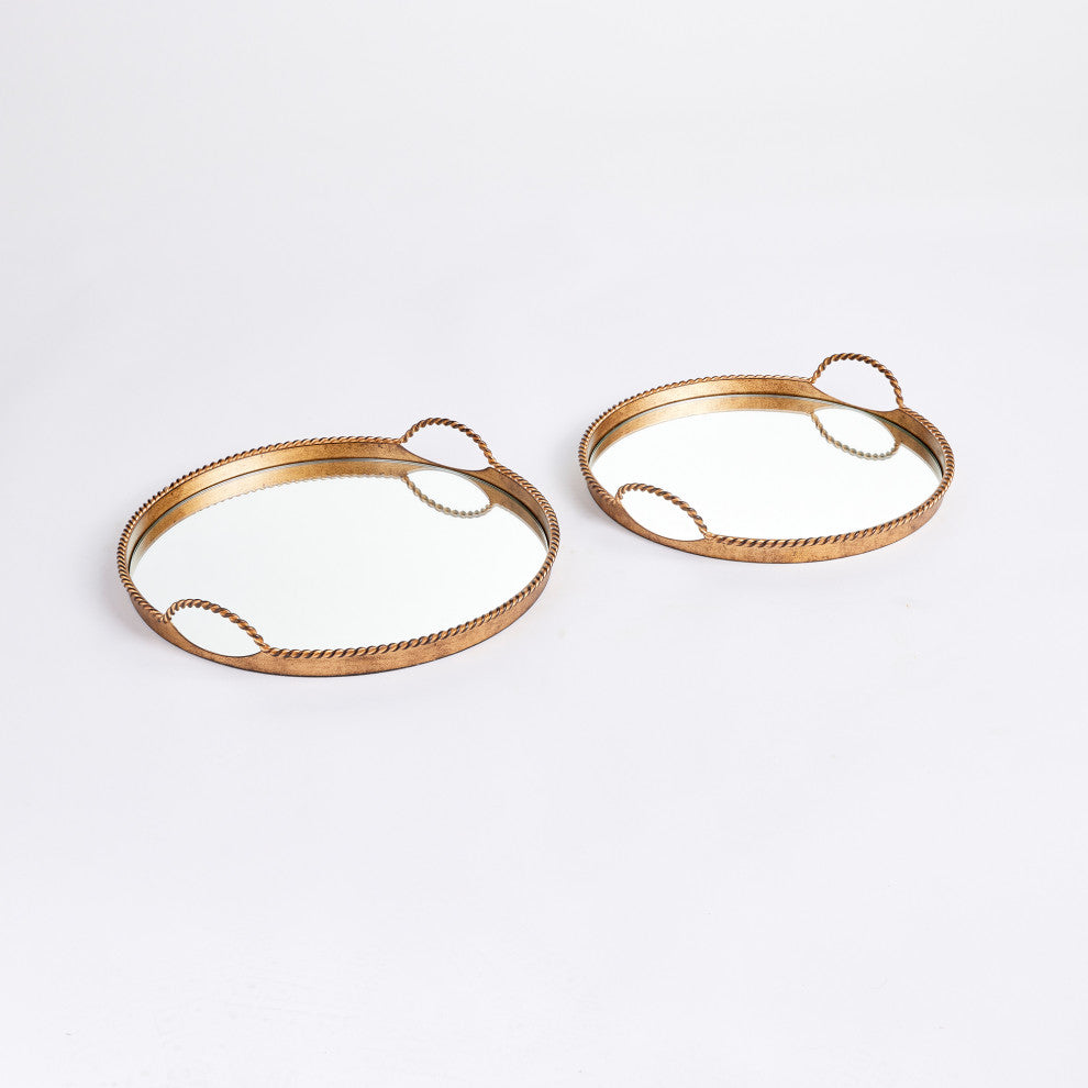 Braiden Decorative Mirrored Trays, Set of 2