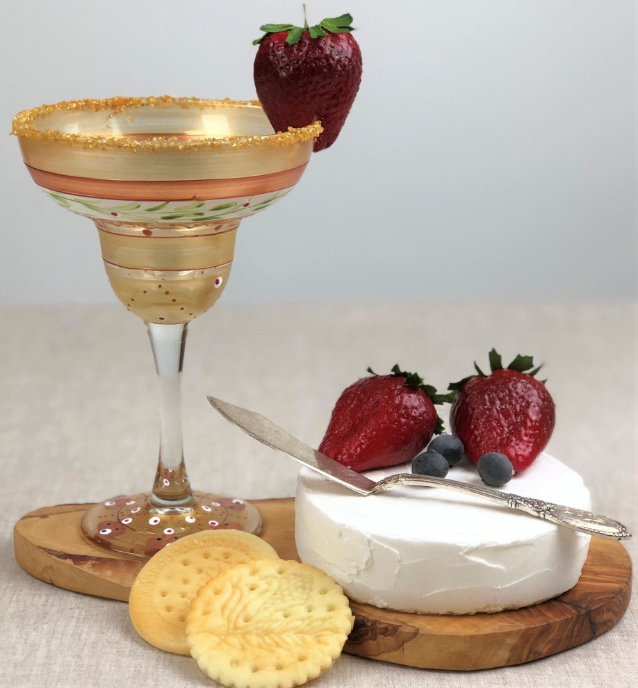 Mosaic Gold Garland Margarita Glasses, Set of 2