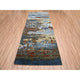 Black Coral Abstract Design Natural Wool Hand Knotted Wide Runner Rug, 4'x10'