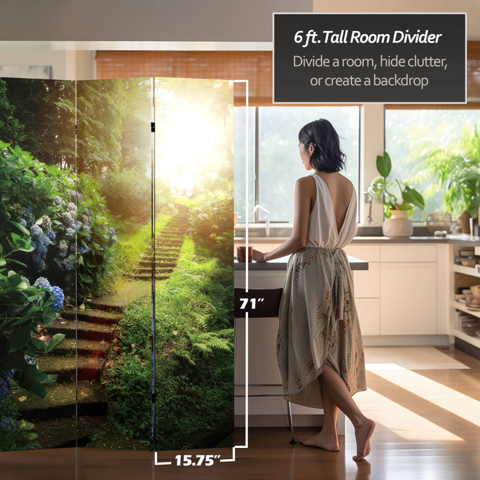6' Tall Double Sided Stairway to Heaven Canvas Room Divider