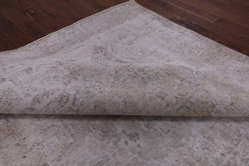 9' 9" X 12' 1" Handmade Persian Vintage White Wash Area Rug Q4636