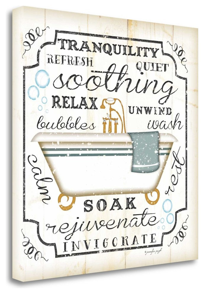 "Bath I - White And Black" By Jennifer Pugh, Giclee Print on Gallery Wrap Canvas