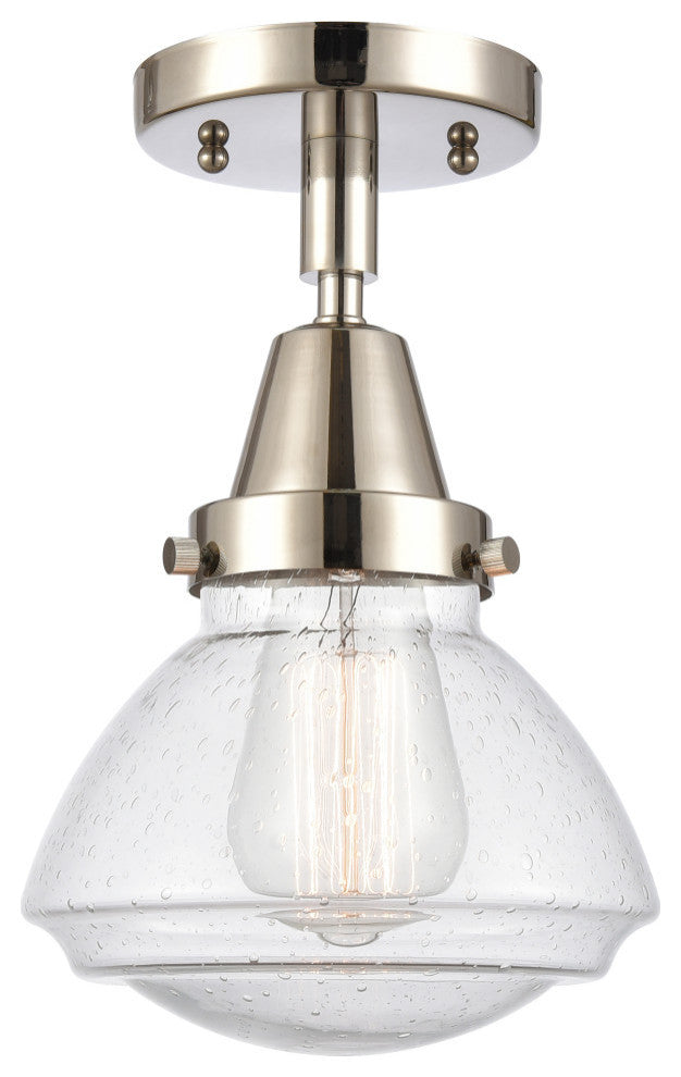 Innovations 447-1C-PN-G324 Olean 1 Light 6.75" Flush Mount, Polished Nickel