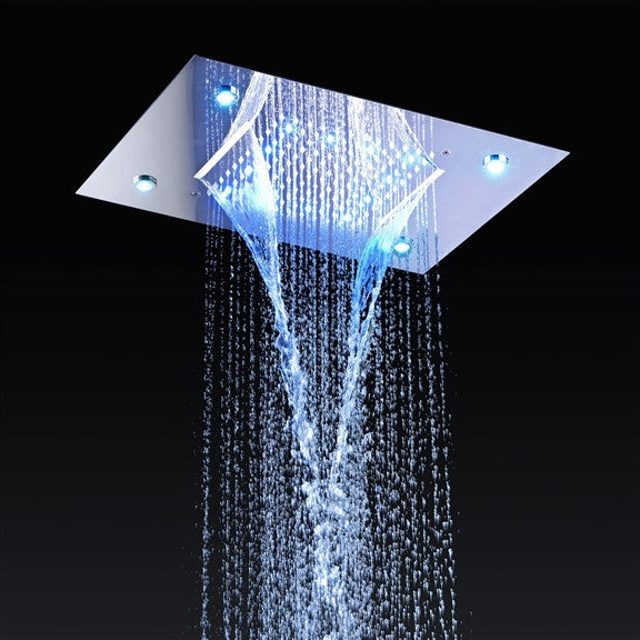 Fontana 20*14" LED Recessed Ceiling Mount Rainfall Shower System, Chrome