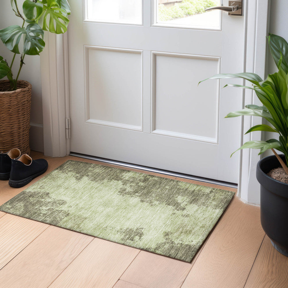 Machine Washable Indoor/Outdoor Chantille ACN1902 Olive 1'8" x 2'6" Rug