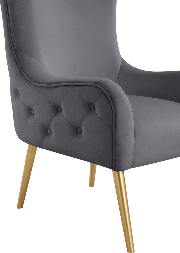 Alexander Velvet Upholstered Accent Chair, Gray