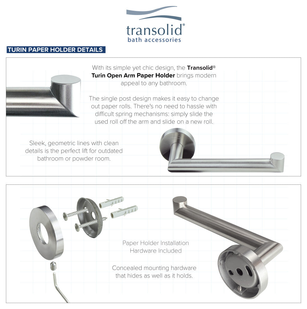 Transolid Turin 3-Piece Bathroom Accessory Kit, Brushed Stainless