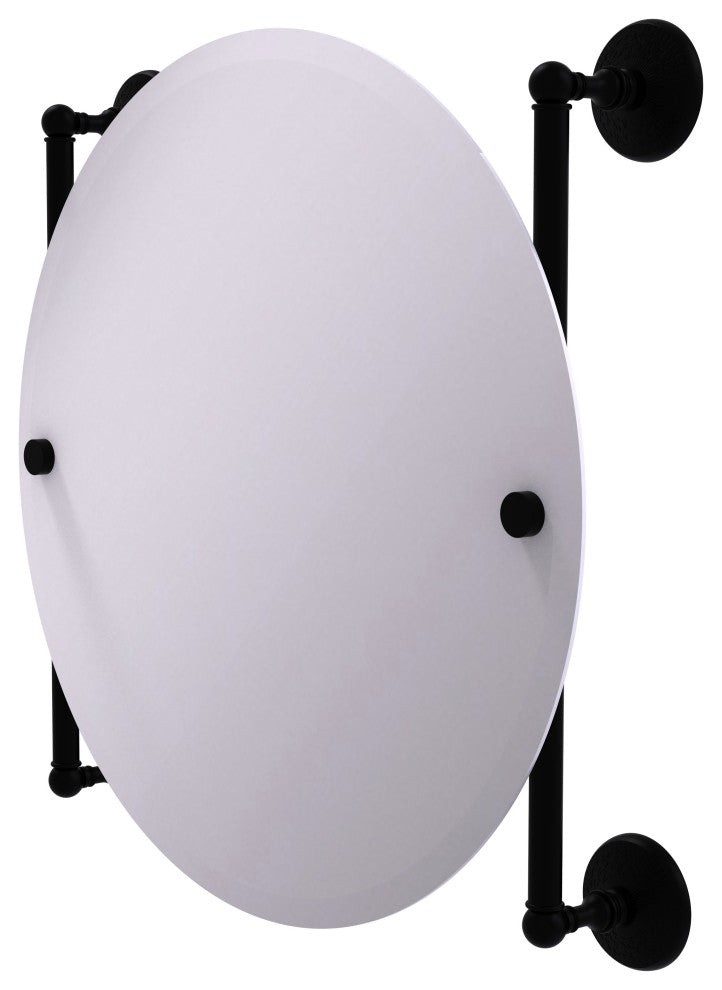 Monte Carlo Round Frameless Rail Mounted Mirror, Matte Black