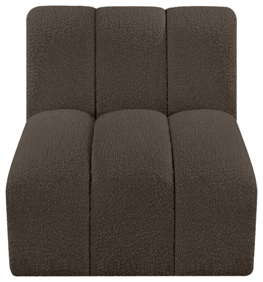 Arc Upholstered Modular Component, Brown, 1-Piece: Straight Chair, Boucle Fabric