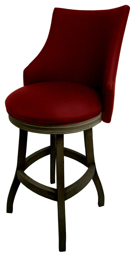 Swivel Wood Bar Stool 30", Bellissima, Red, Dark Shadow