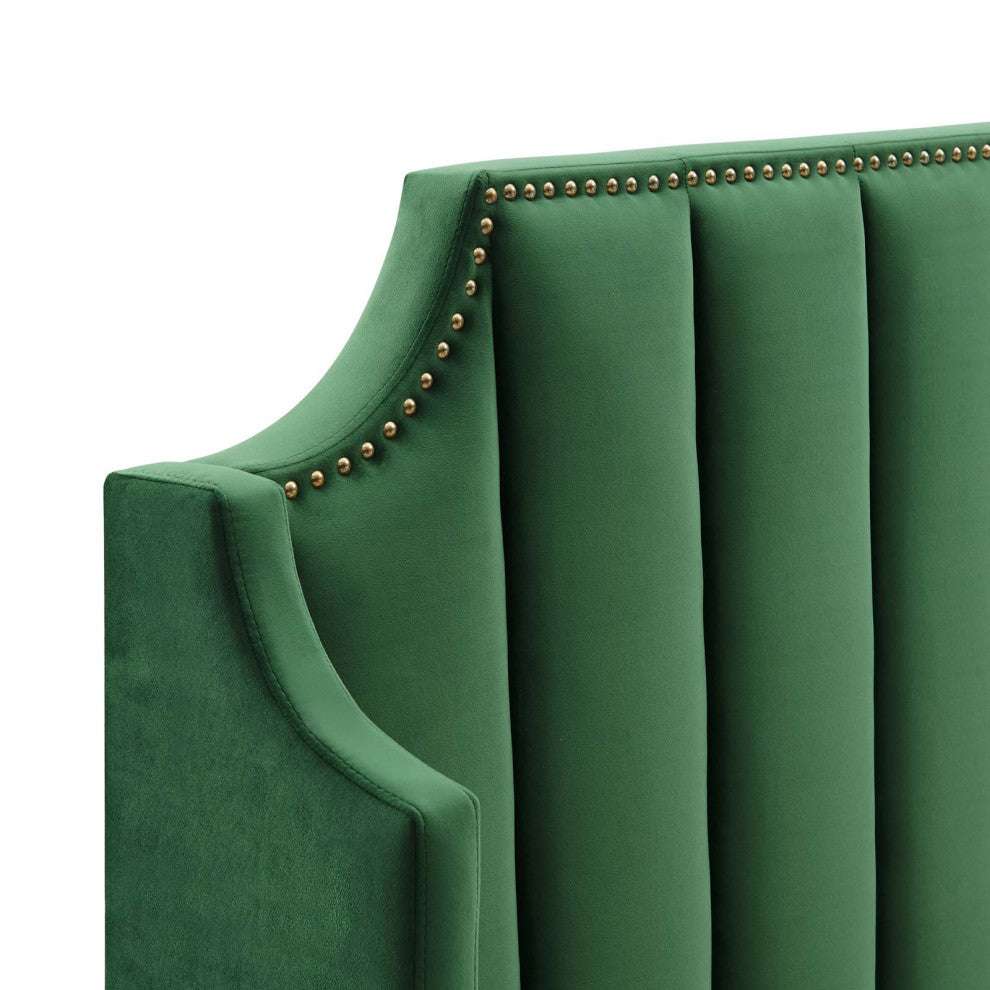Daniella Performance Velvet Queen Platform Bed Emerald