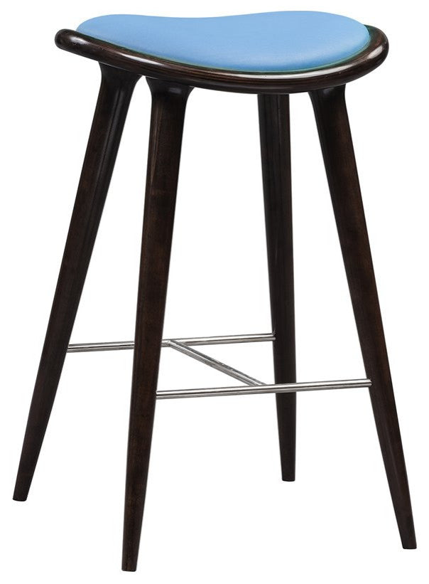 Lucio Oval Stool, Cappuccino with blue PU