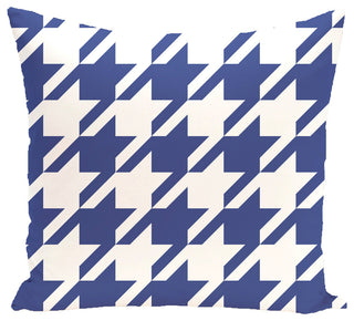Houndstooth Geometric Print Outdoor Pillow, Blue Suede, 20"x20"