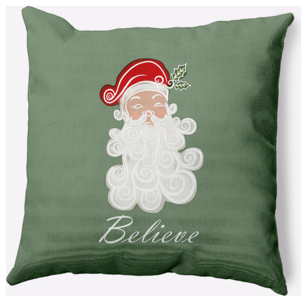 Believe in Santa Decorative Throw Pillow, Sage Green, 16"x16"