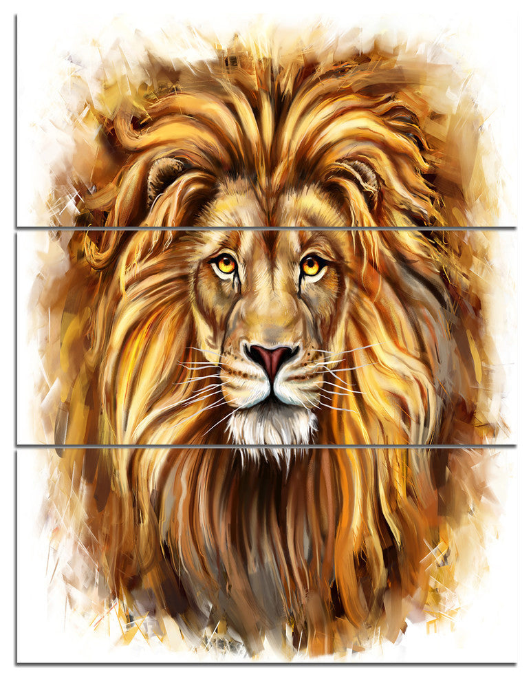 "Angry King of Forest" Glossy Metal Wall Art, 3 Panels, 28"x36"