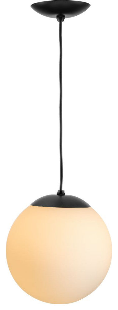 Atwell Collection Opal Glass Globe Medium Hanging Pendant Light, Matte Black