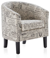 Modern Club Chair Barrel Design, Black/Beige