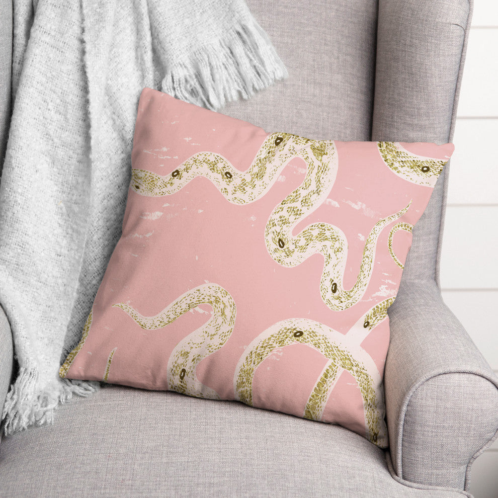 Pink Snake 18x18 Throw Pillow